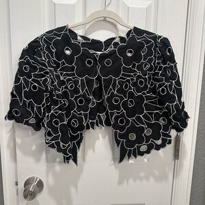 Vintage Pia Rucci floral cutout blouse